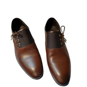 CHENGFA Women Brown Faux Leather Oxford Dress Shoes Lace Up Pointed Toe Flats